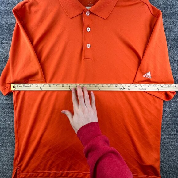Adidas Golf Short Sleeve Men's Polo Shirt Orange Large Geometric Adult Polyester - Picture 4 of 16